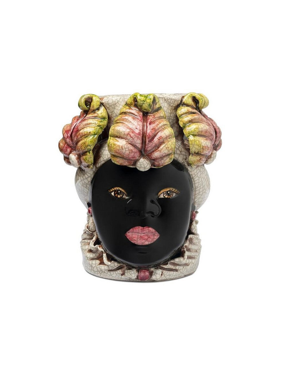 ABHIKA Moro hoofd vaas Lady Small Fig Burgundy/Craklè