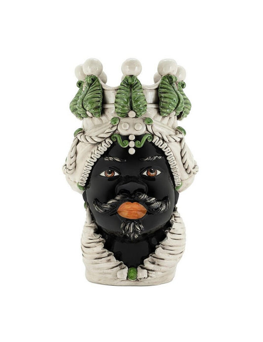 ABHIKA Moro hoofd vaas Man Big Dark Green