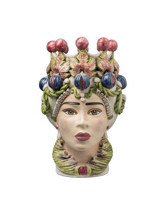 ABHIKA Moro hoofd vaas Lady Fig Burgundy Craklè