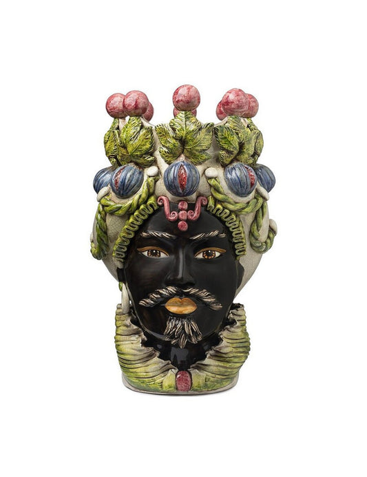 ABHIKA Moro hoofd vaas Man Fig Burgundy/Craklè