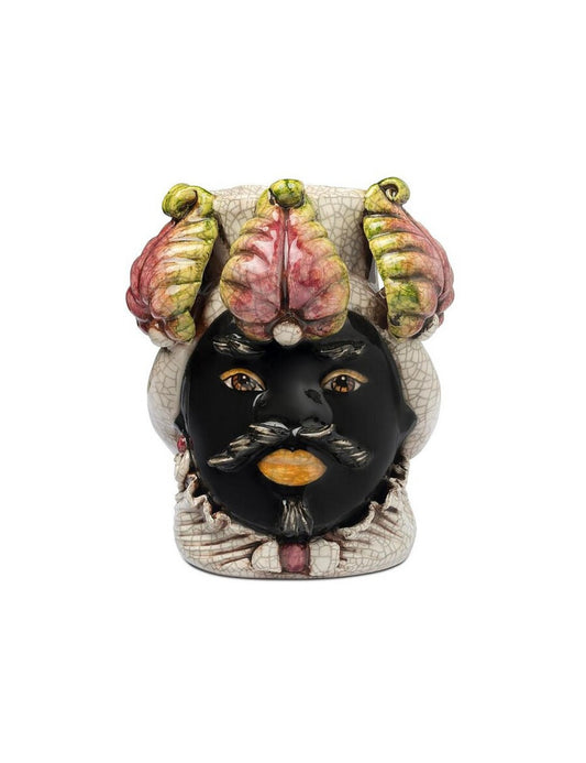 ABHIKA Moro hoofd vaas Man Small Fig Burgundy/Craklè